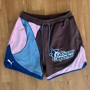 KidSuper Deportes Men's Athletic Shorts - Brown, Pink, and Blue